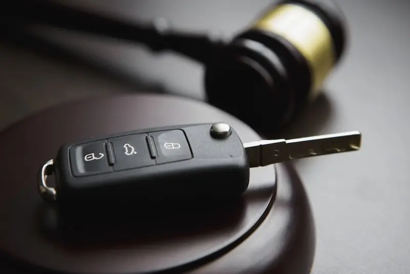 A snapshot of car keys representing a person in a courtroom being sentenced for DUI